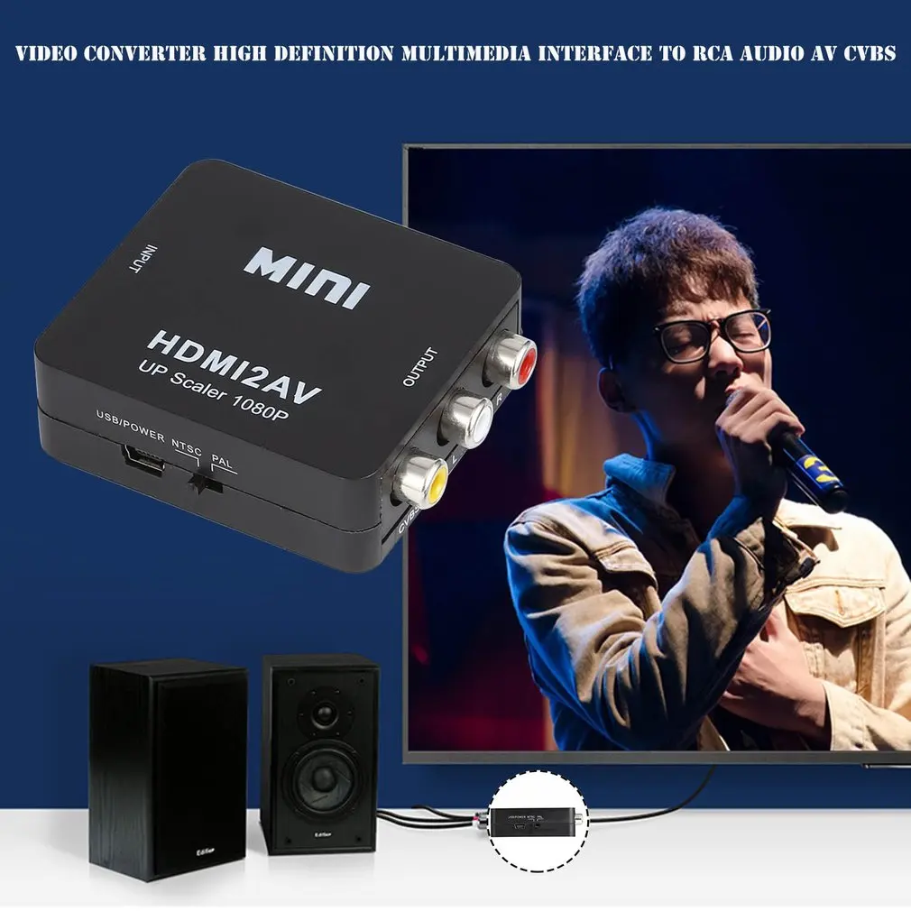 Цифровой hdmi-rca композитный видео аудио AV CVBS адаптер конвертер 720 p/1080 p мини HDMI
