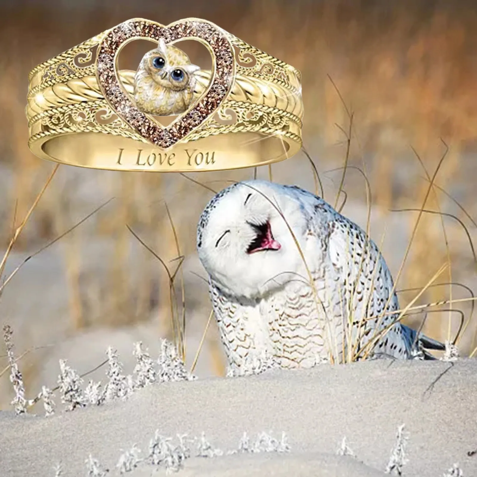 

Owl Punk Cute Vintage Ring Animals Shape Rhinestone Unsexi Hip Hop Finger Rings Cartoon Creative Jewelry Love Causal Gift #463