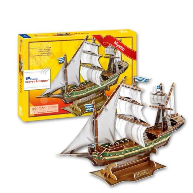 

France Mystic Boat Education 3D Paper DIY Jigsaw 3456 Puzzle Model Educational Toy Kits Children Boy Gift Toy