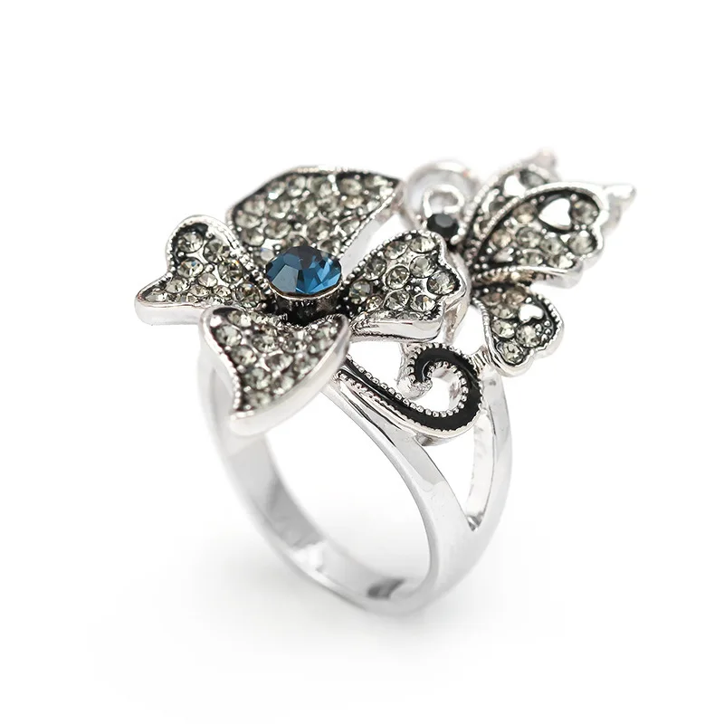 

5-11 Black Butterfly Noble Sea Blue Ring 2020 New Style To Women's Unique Retro Crystal Jewelry Luxury Gift