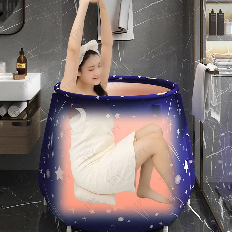 

2 Size Bathtub Adult Folding Heating Bidet Bathtub Folding Bathtub Bath Barrel Soaking Tub Large Capacity for Baby Child Adult