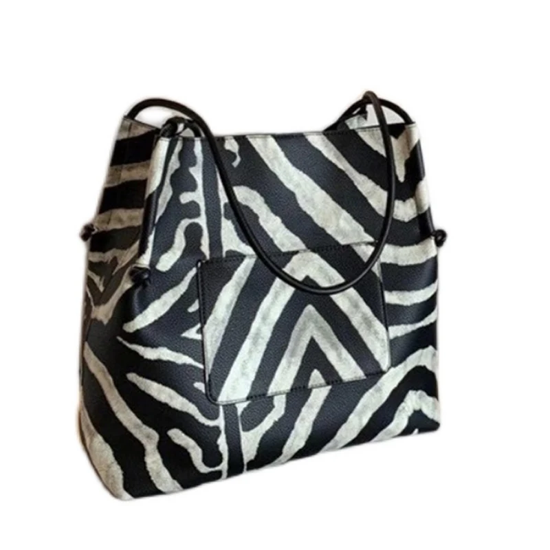 

Zebra Pattern Fashion Large Capacity Tote Bag for Women 2020 New OL Commuter Shopping Bag One Shoulder Handbag Louis Brand Bolsa