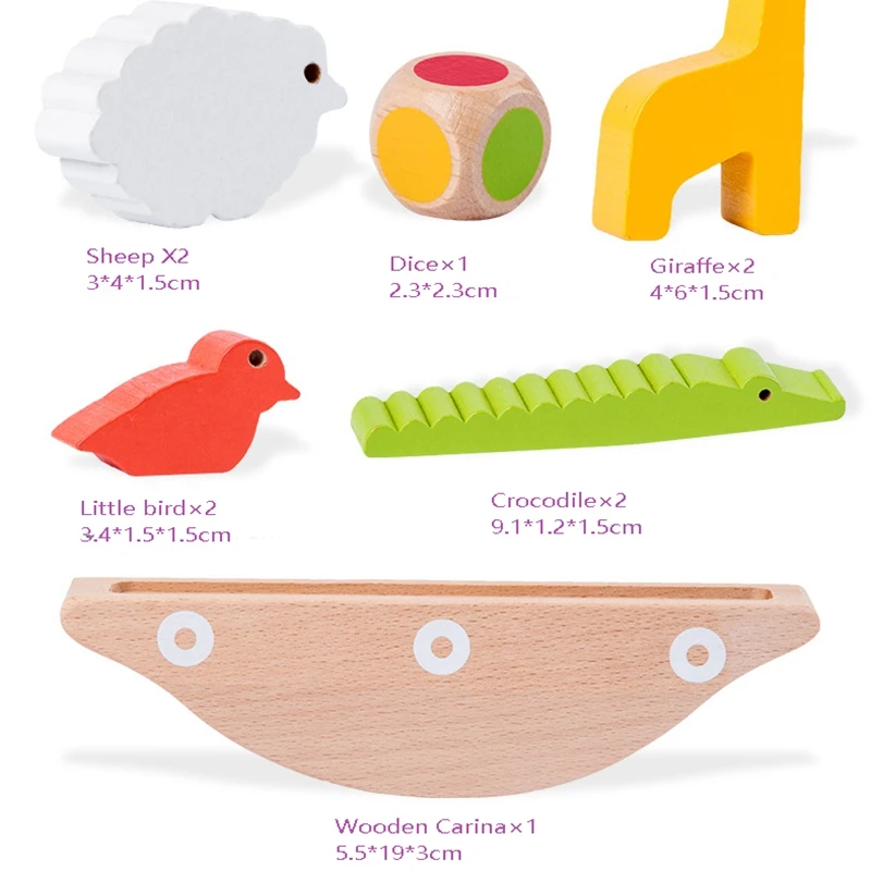 

Wooden Toys Wood Animal Balance Boat Wooden Blocks Toys for Children Gift Balance Game Kids Educational Toys Boys