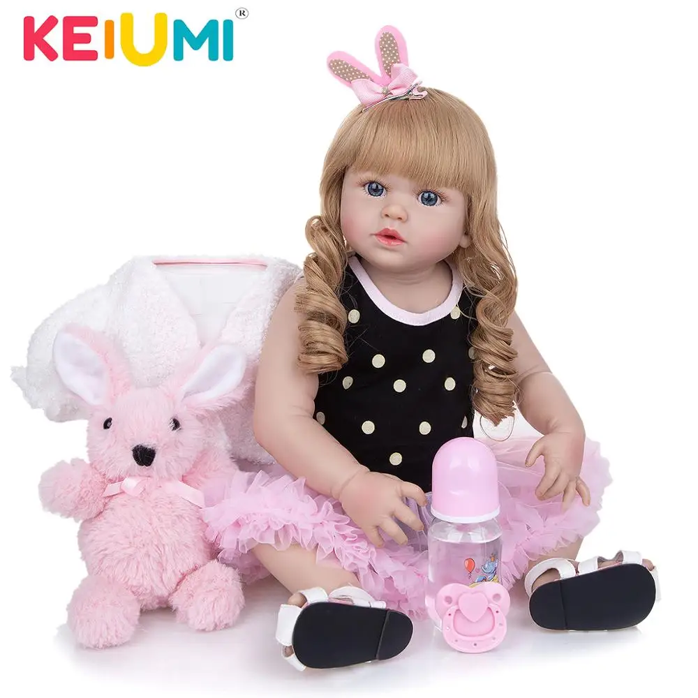 

KEIUMI 23 Inch Cloth body Reborn Baby Dolls DIY Fashion Baby Girl Doll Toys Cosplay Playmate To Child Birthday XMAS Gift