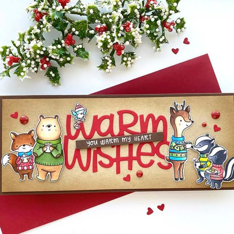 Mai Christmas Warm Wishes Letter Metal Cutting Dies Stencils for DIY Scrapbooking photo album Decorative Embossing Paper Cards | Дом и сад