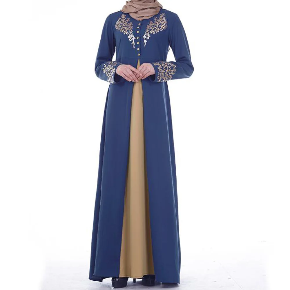Синий костюм накидка Восточный халат Абая турецкий мусульман женское платье