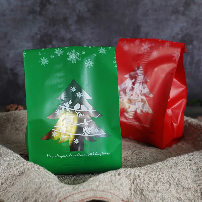 

50pcs Xmas Snowflake Christmas Tree Gift Bags Merry Christmas Baking Packaging Bag Candy Boxes Xmas Decorations for Home Navidad
