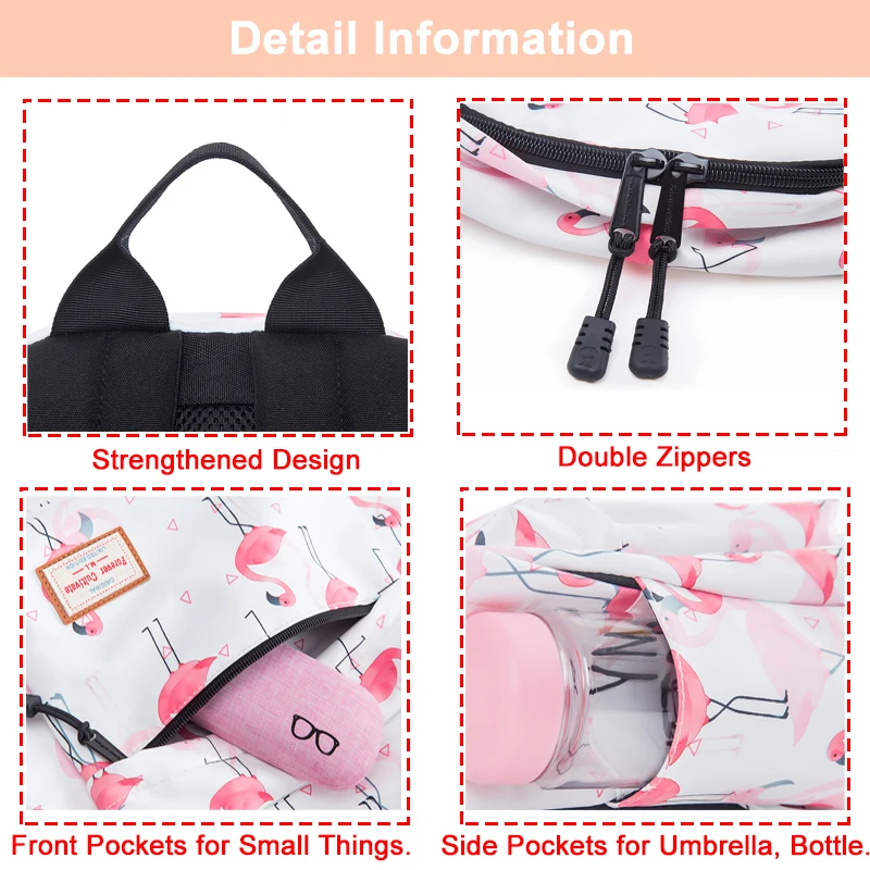 Flamingo Backpack Bag for Teenage Girls Big Capacity Travel Bagpack Durable Printed School Bags College Student Bookbag Children