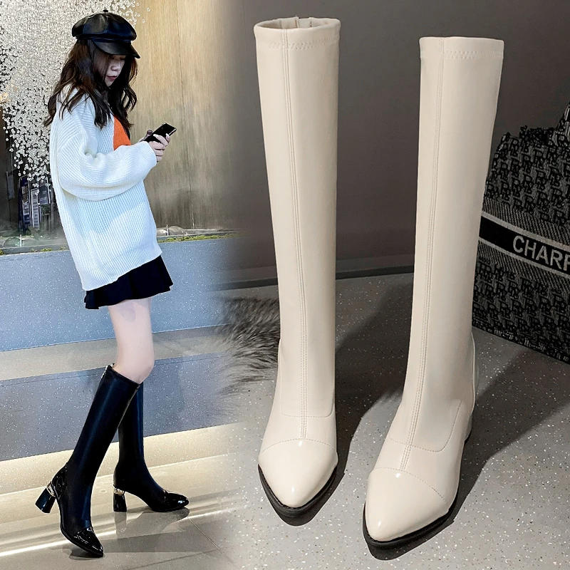 

Autumn New Women's Boots Solid Color Round Head Square Heel Zipper Type Outdoor Non-slip Comfortable Casual Boots Fashion Boots