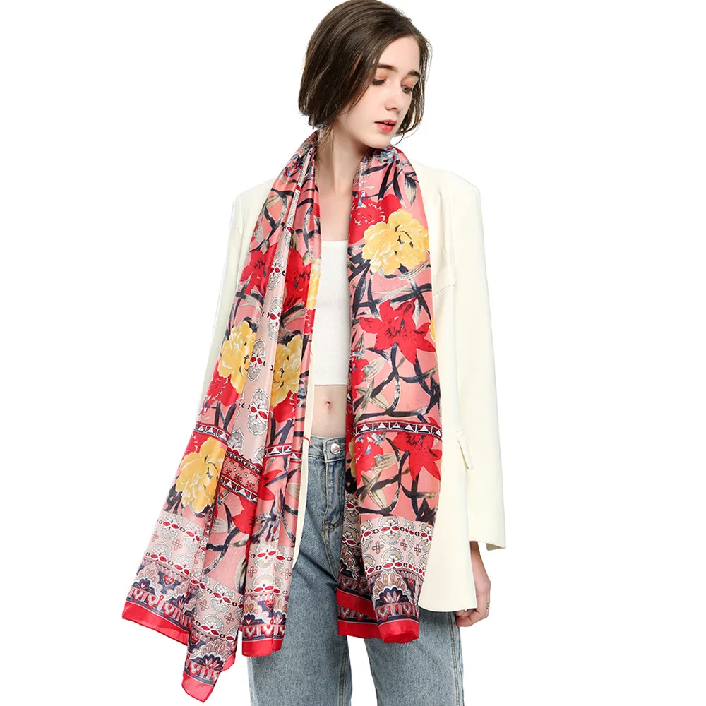 Новинка весна/лето шарф шаль новые шелковые атласные шарфы с Мозаичным принтом