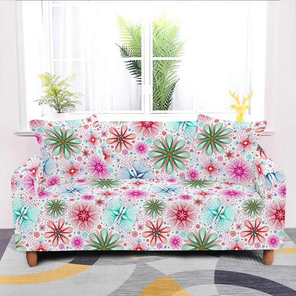 Стрейч с цветочным принтом чехлы для диванов эластичные протектор мебели чехлов