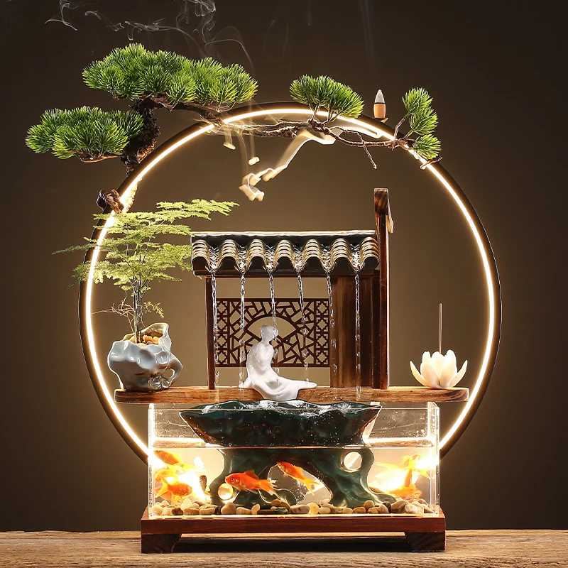 

Back Flow Monk Incense Burner Waterfall Light Zen Garden Cones Incense Burner Fish Tank Budha Decor Brule Parfum Spiritual Decor
