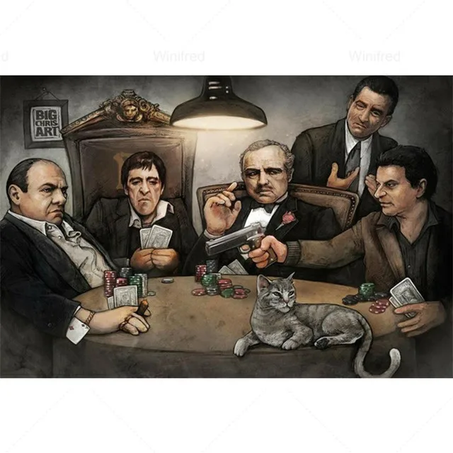 

Classic Movie Gangsters Godfather 5D Diamond Painting Character Mosaic Diy Full Round Diamond Embroidery Cross Stitch Home Decor