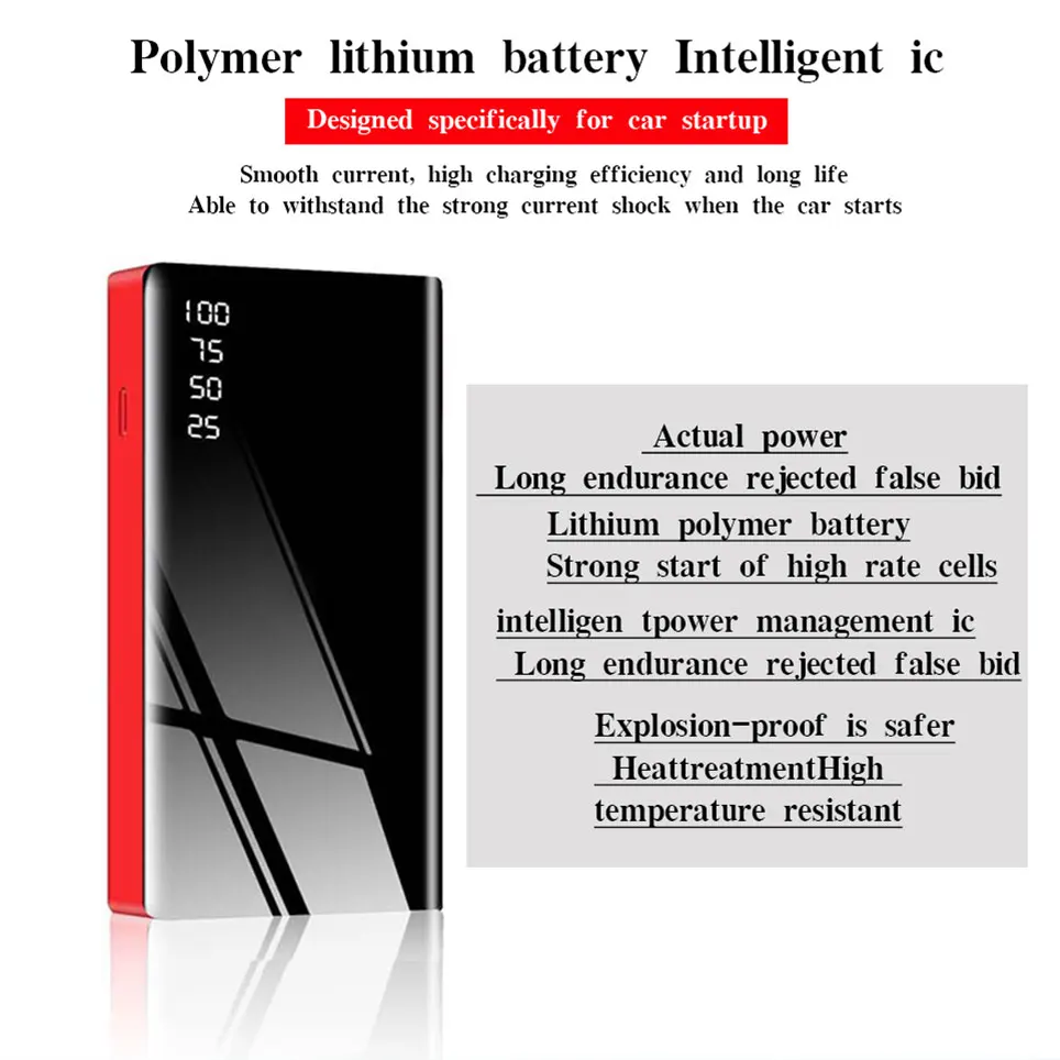 

Portable automobile jumper starter, automobile battery supercharger, 12V charger, starter, gasoline, diesel, 98000 Mah