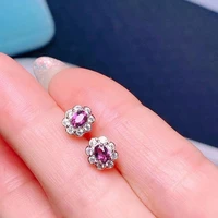 cute small silver gemstone earrings for daily wear 3mm4mm vvs grade natural garnet earrings 925 silver garnet stud earrings