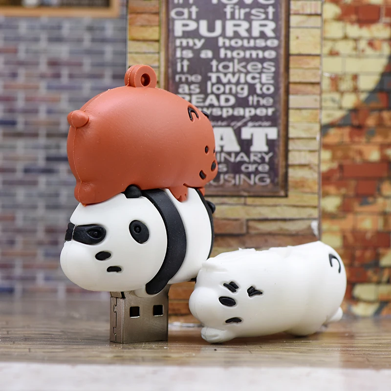 Panda Флешка 128 ГБ 256 ГБ USB мультяшка флэш-накопитель 64 ГБ 32 ГБ 16 ГБ 8 ГБ 4 ГБ карта памяти животного realy емкость флеш-накопитель