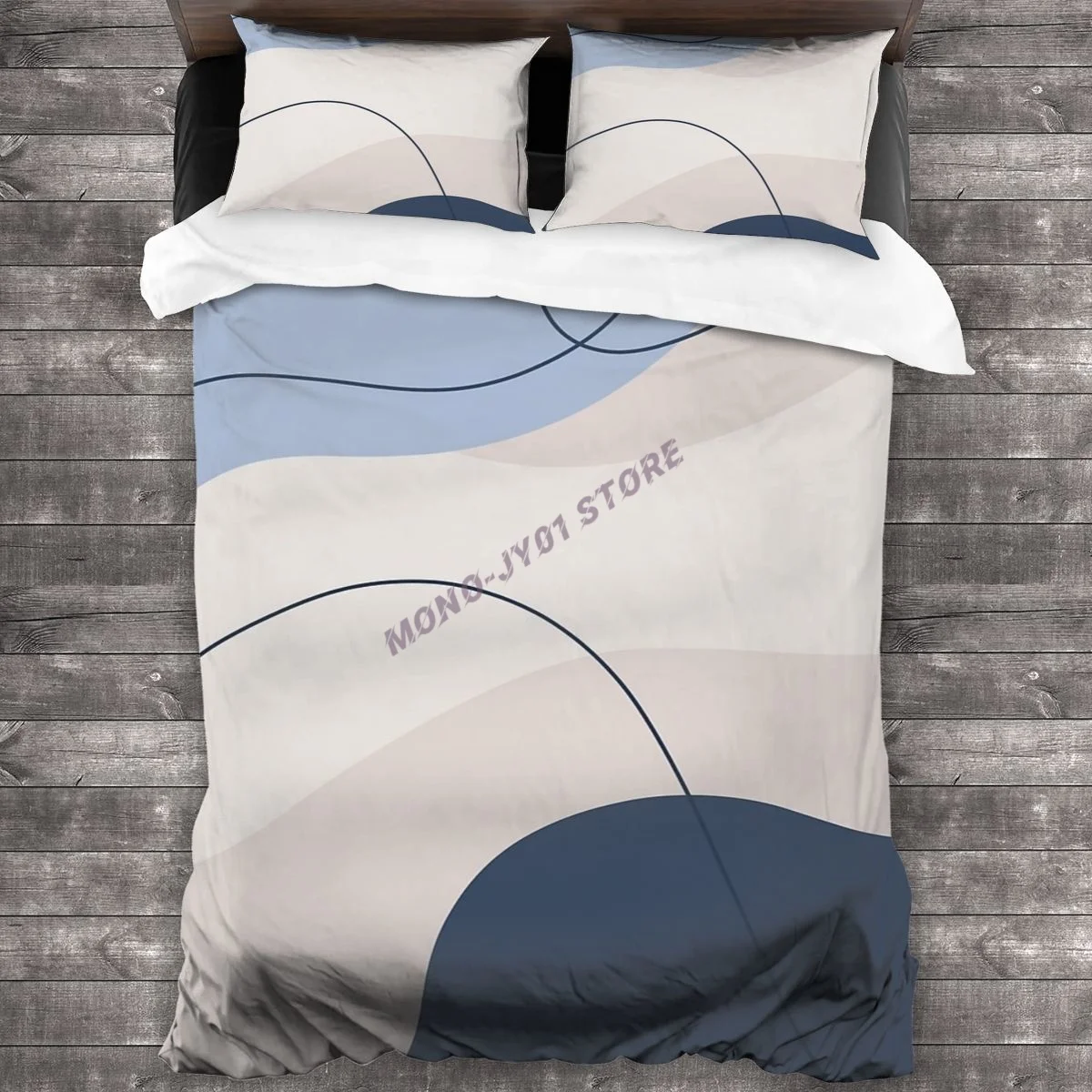

Abstract Organic Shapes Cream, Pink And Blue Bedding Set Duvet Cover Pillowcases Comforter Bedding Sets Bedclothes