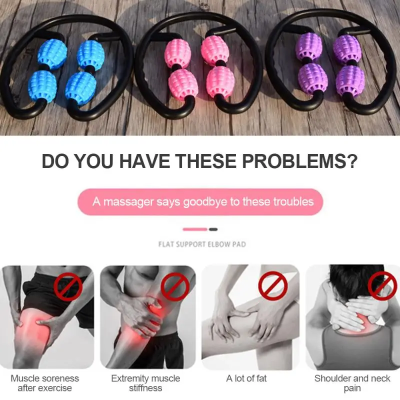 

Massager Leg Muscle Relaxation Roller Ring Clamp Leg Massage Stick Yoga Body Shaping 4 Wheels Fitness Device for Sports