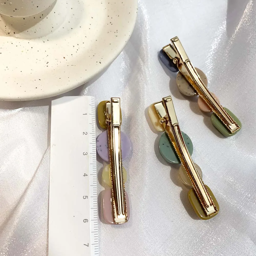 

Korea Retro Temperament Hair Clip Wild Cute Geometric Hair Clip Resin Acetic Acid Duckbill Clips Female Side Clip Hairpin