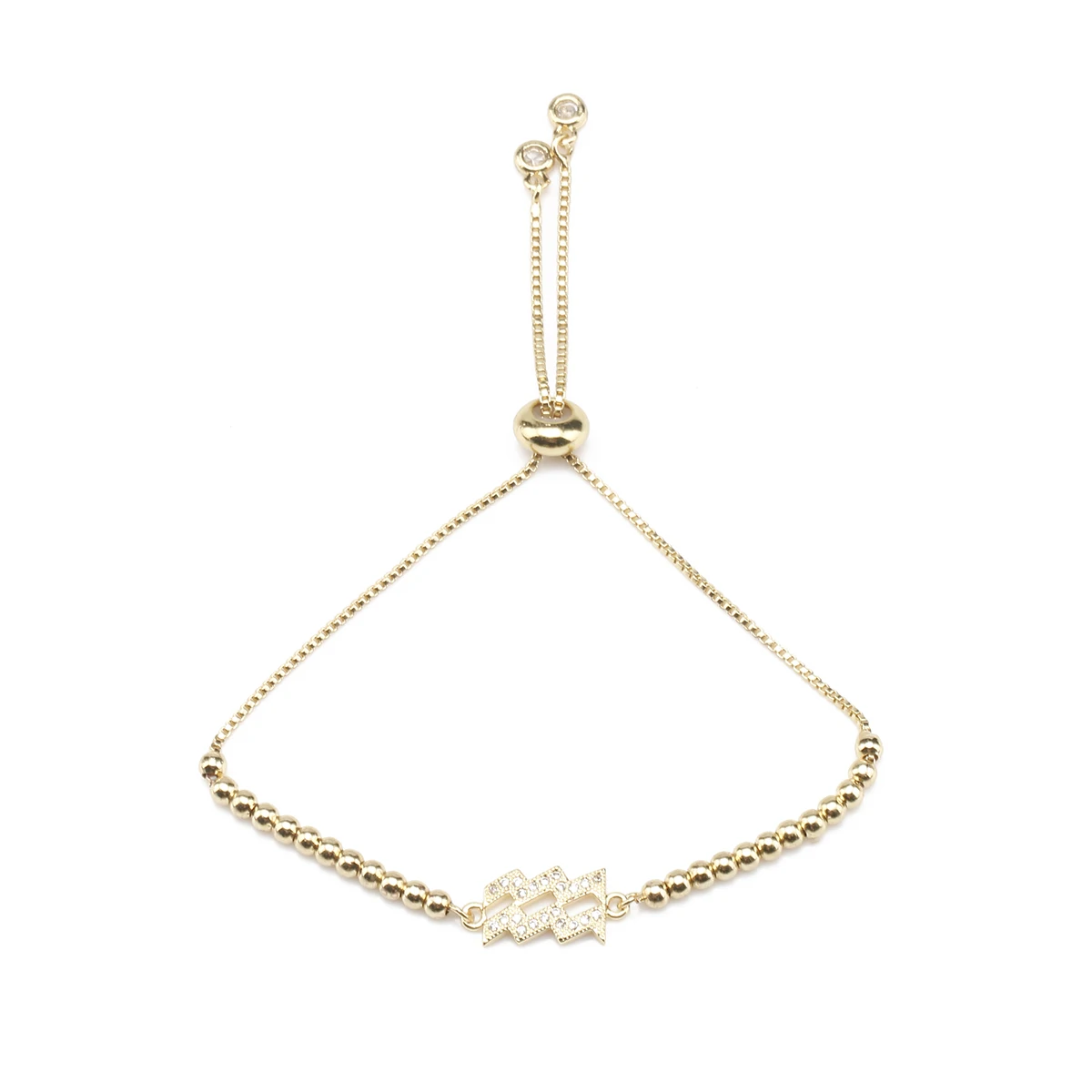 Браслет-цепочка женский с кубическим цирконием и золотым покрытием - купить по