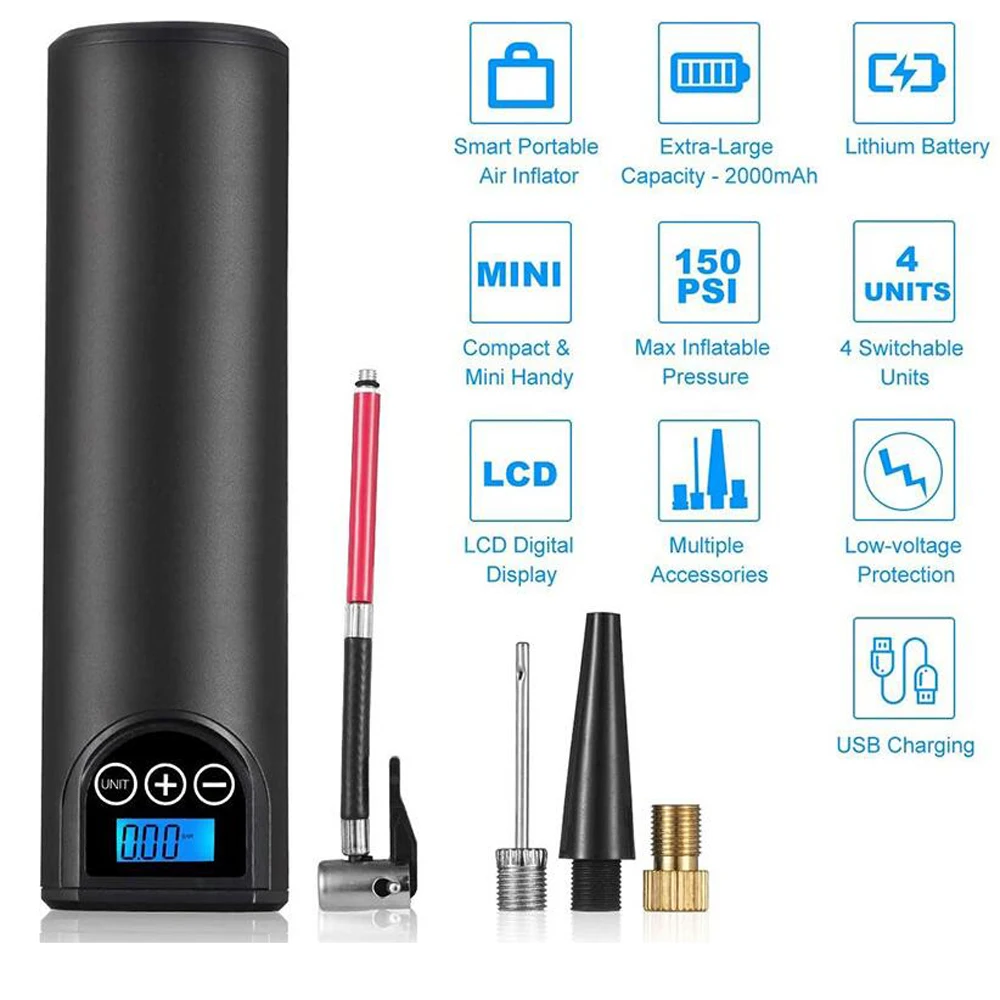 12 В 150 фунтов/кв. Дюйм перезаряжаемый воздушный насос для накачивания шин