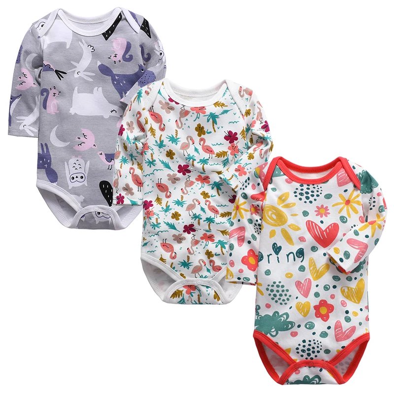3 Pack Baby Bodysuits For Boys And Girls Long Sleeve Cotton Outfits Infant Body Newborn Set Clothes | Детская одежда и обувь