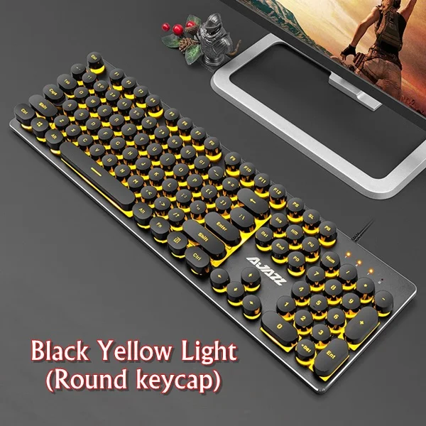 Black Yellow Light Ajazz Warrior первое поколение Механическая Feel с подсветкой USB Проводная клавиатура металлическая панель, 19 неколлизионных клавиш компьютерная клавиатура - Цвет: Black Yellow Light