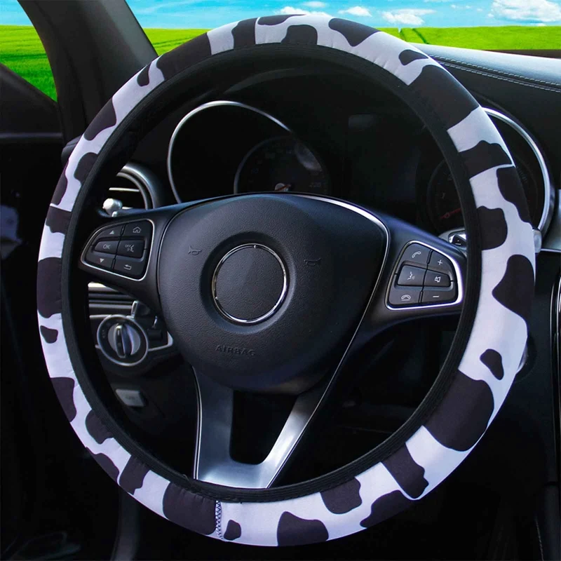 

Sunflower Skull Printed Pattern No Inner Ring Neoprene Cow Elastic Steering Wheel Cover Grip Cover-37-38 Medium Universal Type