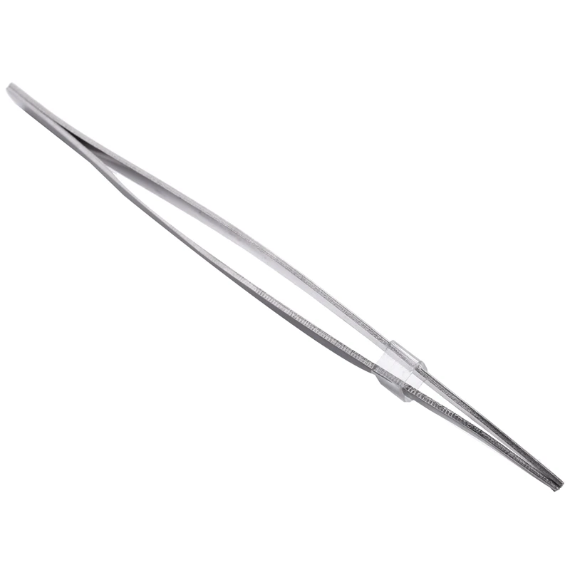 

5.9" Long Silver Tone Bent Curved Tip Tweezers Forceps Plier Hand Tool