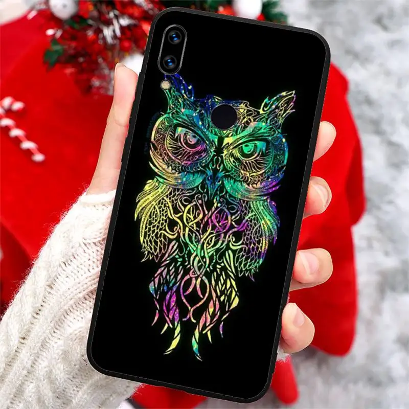 

owl cute night animal glitter pattern high quality Phone Case shell For Xiaomi Redmi note 7 8 9 t k30 max3 9 s 10 pro lite