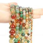 Гладкие бусины из натурального оникса с павлином и агатом, круглые бусины россыпью, аксессуары для браслета, 4681012 мм