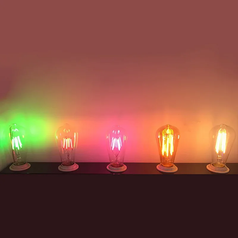 4 Вт 6 E27 лампы Эдисона красные синие зеленые розовые огни цветная часть