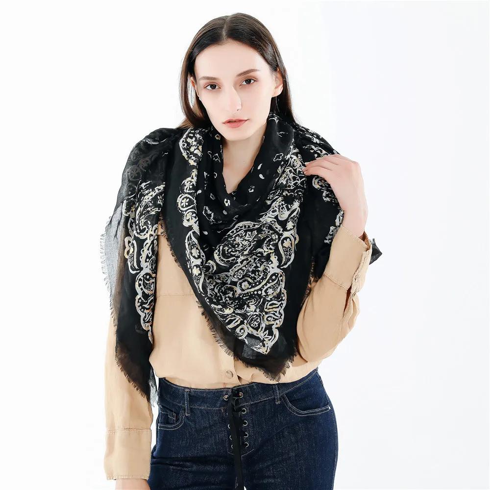 

Cotton Linen Soft Scarf Ladies Temperament Fashion 143*143CM Jacquard Tassels High Quality Comfortable Autumn Winter Shawls