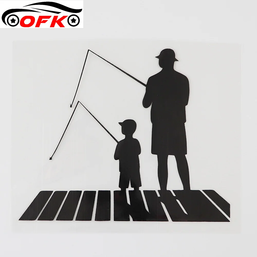 

Fishing Father Son Silhouette Vinyl Car Sticker Black/Silver 13.9CMX11.5CM