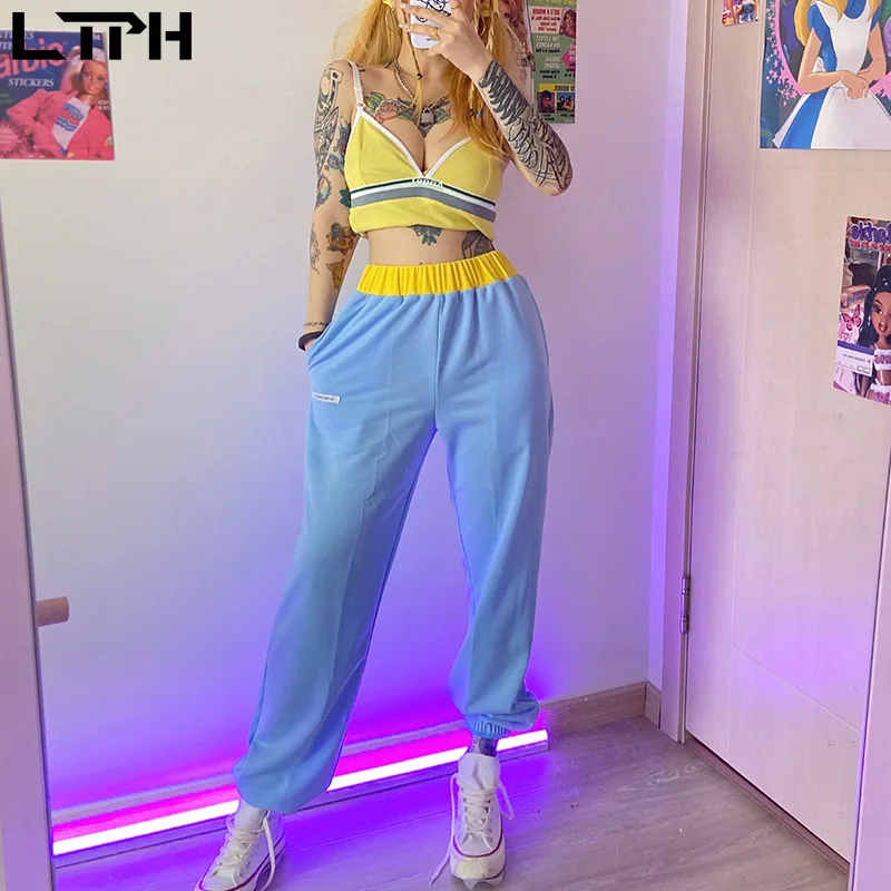  Брюки женские спортивные с эластичным завышенным поясом, универсальные повседневные свободные штаны, уличная одежда, на осень 