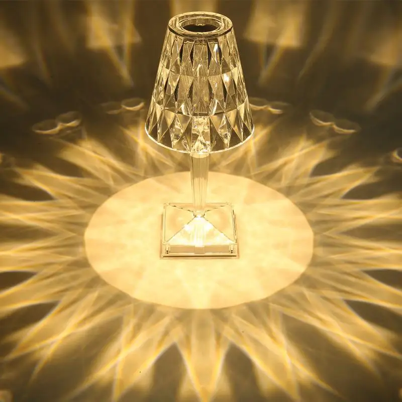 

Portable Charging LED Table Light Diamond Table Lamp for Bedroom Bedside Dining Room Nightstand Art Deco Romantic