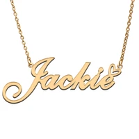 love heart jackie name necklace for women stainless steel gold silver nameplate pendant femme mother child girls gift