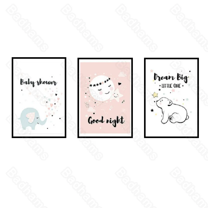 

Modern Decoration Home Simple European Style Cartoon Triptych Living Room Animals Mural Bedroom Canvas Hanging Painting