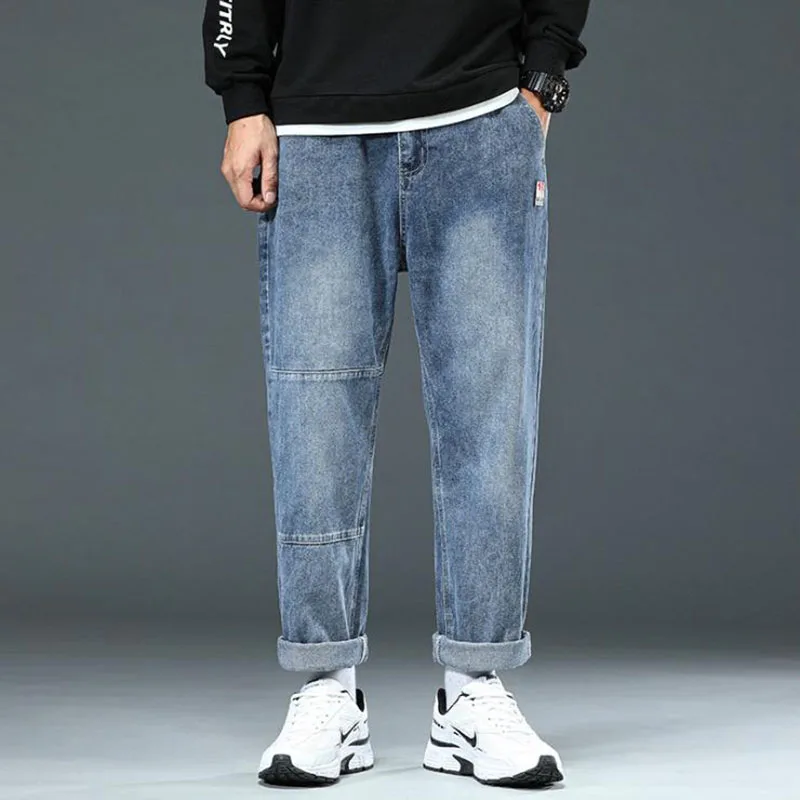 

2021 Men Korean Fashoins Harem Pants Jeans Hombre Autumn Vintage Straight Harajuku Baggy Denim Trousers Loose Plus Size 42 48