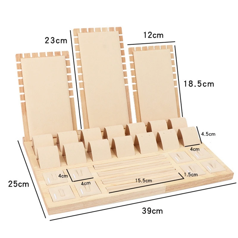 

High Quality Wooden Velvet Jewelry Display Earring Display Stand Ear Stud Earrings Holder Rack Storage Case