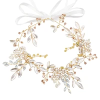 vintage gold headbands hair ornaments leaves rhinestone flower hairbands for women girl headpiece wedding hair accessories gifts
