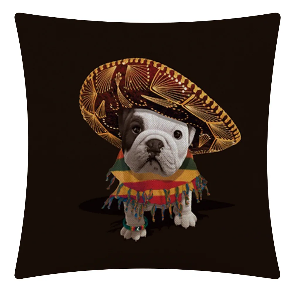 

Bulldog Home Furnishing Cotton Linen Pillowcase Car Pillow Cover Sofa Pillow Cartoon Cute Animal Dog Cushion Case for Home