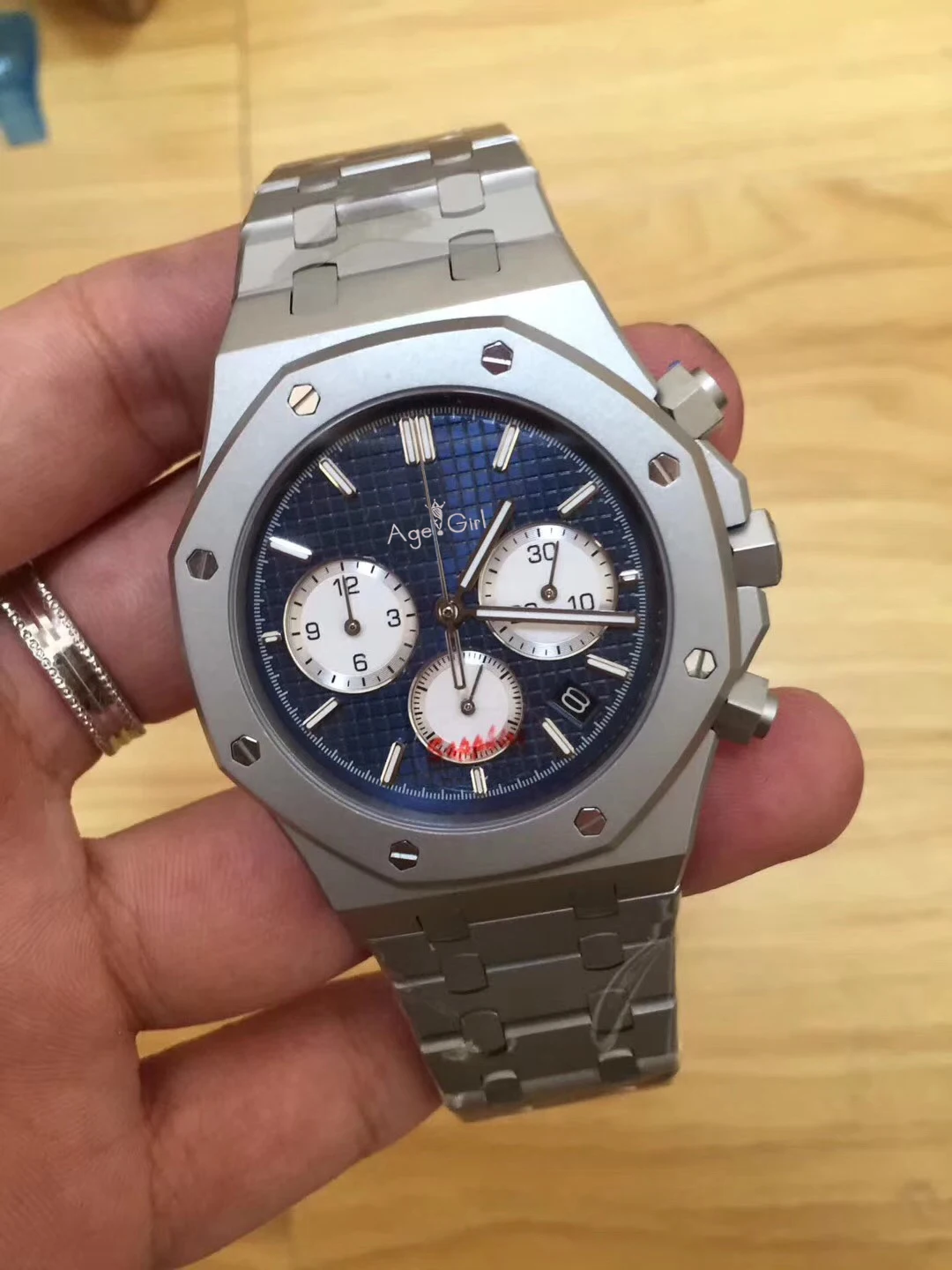 Топ люксовый бренд новые мужские часы кварцевые хронограф MoonPhase Сапфир из нержавеющей стали Задняя стеклянная светящаяся Военная Черная Синяя