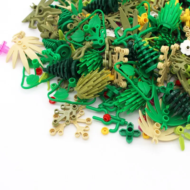 

Tree Plant Accessories Parts Building Blocks Compatible Grass Bush Leaf Jungle Military City Friends MOC Brick Toys For Children