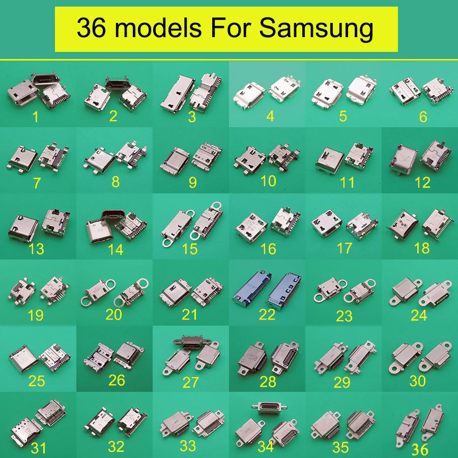 36 моделей 360 шт. зарядный порт для Samsung Galaxy J1 J3 S3 Note 4 5 8 9 S6 S7 S8 S9 S10 разъем Micro USB|connector
