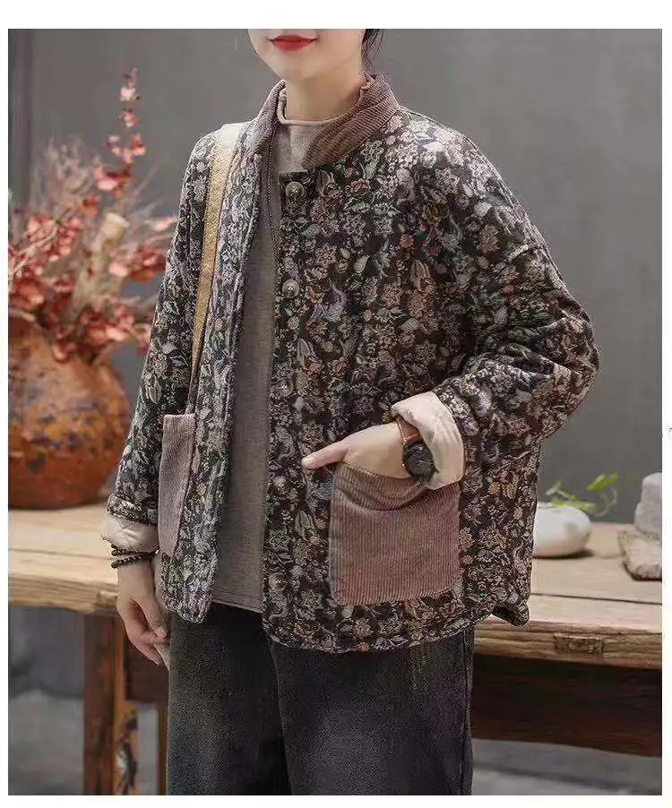 Хлопковые женские парки с принтом Осень зима 2019 большие размеры винтажные