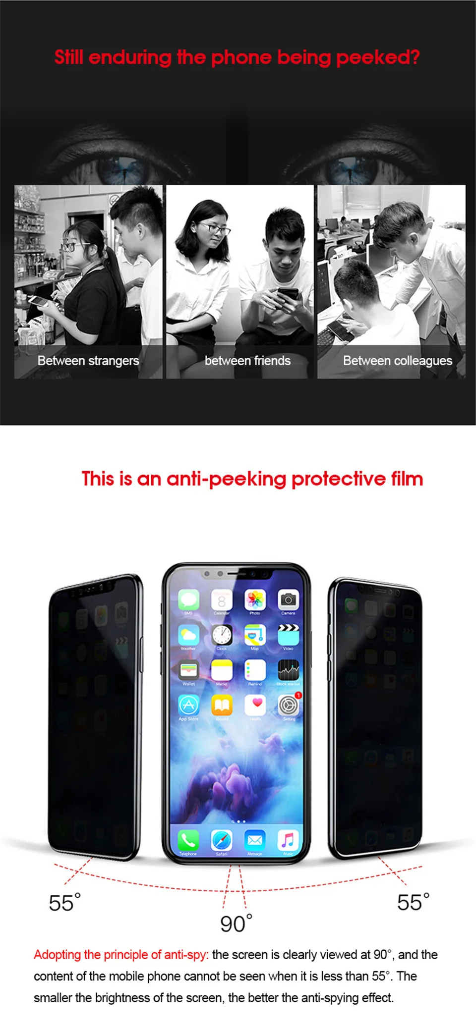 Антишпионское закаленное стекло на для iPhone 11 Pro X XS Max XR Защитное стекло для сохранения личной информации пленка для iPhone 7 6 6S 8 Plus защитное стекло на для айфон 11 Pro X XR XS MAX 7 8 6 6S плюс