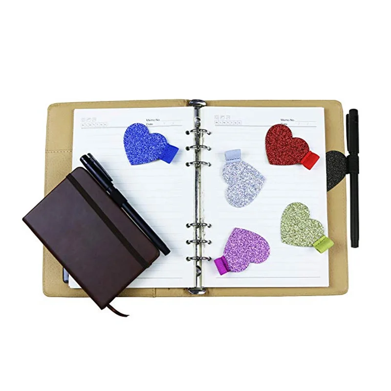 

Notebook Accessories Self-adhesive Leather Pen Clip Heart-shaped Pen Insert Straps This Elastic Leather Pen Loop Fixed Stickers