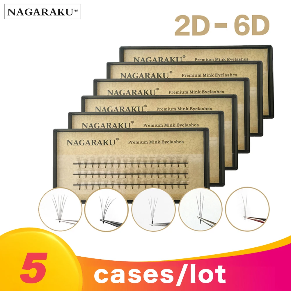NAGARAKU 5 Чехол 2D-6D термоскрепленные предварительно сделанные объемные вентиляторы искусственная норка предварительно сделанные русский объем наращивание ресниц норковые ресницы