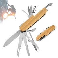 multi purpose swiss knife 13 in 1 multitools stainless steel folding knife wood handle outdoor keychain pocket knife tools